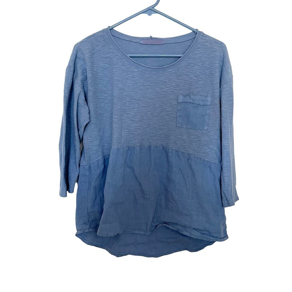 Cut Loose Linen Blend 3/4 Sleeve Lagenlook Blouse Woman's Size XS
